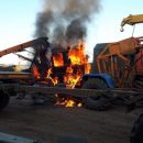 На автостоянке Кукморского района Татарстана загорелся трактор