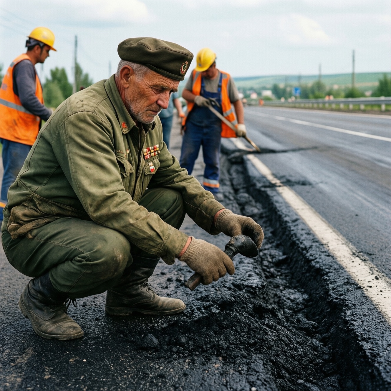 Ветеран СВО участвует в строительстве и ремонте дорог Оренбуржья